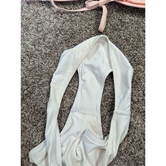 Hollister Swim/VS Pink Bikini Set Mix Match Pink/White Low Rise Knot Front L/M - Picture 10 of 11